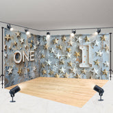 Lofaris Retro Blue One Birthday Cake Smash Room Set Backdrop