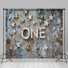 Lofaris Retro Blue One Birthday Cake Smash Room Set Backdrop