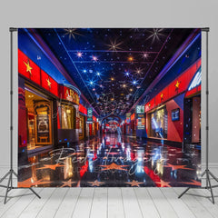Lofaris Retro Blue Red Starry Cinema Cake Smash Photo Backdrop