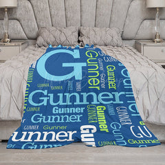 Lofaris Retro Blue Repeated Fonts Custom Family Name Blanket