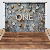 Lofaris Retro Blue Stars One Cake Smash Combo Set Backdrop