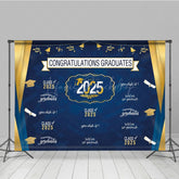 Lofaris Retro Blue Step And Repeat Congrats Grad Backdrop