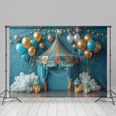 Lofaris Retro Blue Wall Circus Tent Cake Smash Backdrop