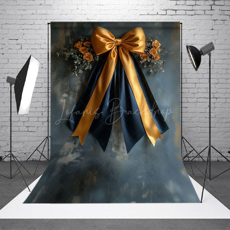 Lofaris Retro Blue Wall Floral Bow Tie Photo Backdrop