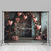 Lofaris Retro Bricks Wall Floral Arch Pink Balloon Backdrop