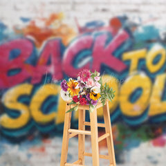 Lofaris Retro Bricks Wall Graffiti Back To School Backdrop