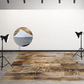 Lofaris Retro Brown Natural Wood Grain Fabric Floor Backdrop