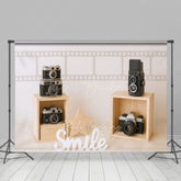 Lofaris Retro Camera Sound System Smile Cake Smash Backdrop