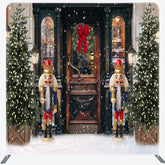 Lofaris Retro Christmas Door Double-Sided Square Backdrop