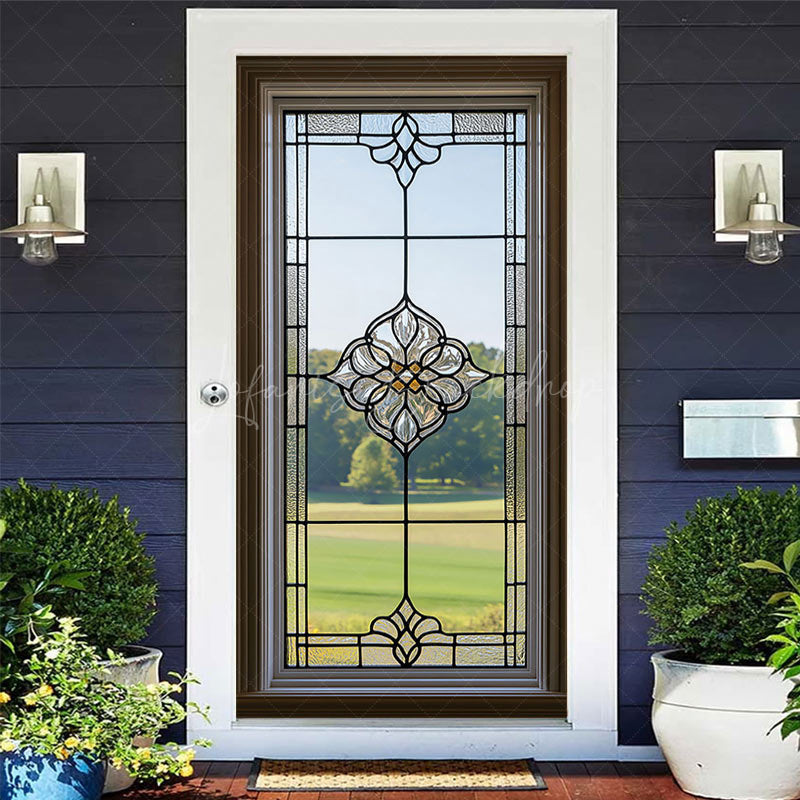 Lofaris Retro Clear Glass Window Green Field Door Cover