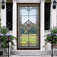 Lofaris Retro Clear Glass Window Green Field Door Cover