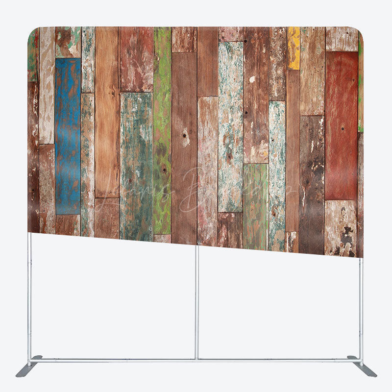 Lofaris Retro Color Wooden Wall Photo Square Tension Backdrop