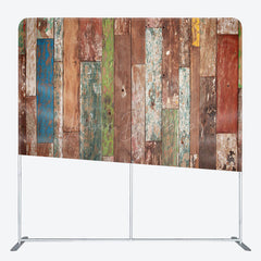 Lofaris Retro Color Wooden Wall Photo Square Tension Backdrop