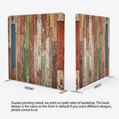 Lofaris Retro Color Wooden Wall Photo Square Tension Backdrop