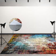 Lofaris Retro Colorful Graffiti Brick Wall Room Set Backdrop