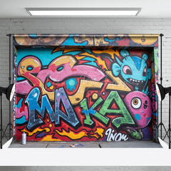 Lofaris Retro Colorful Monster Graffiti Wall Photo Backdrop