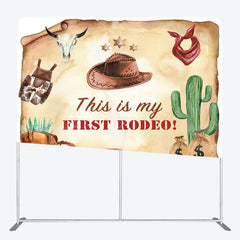 Lofaris Retro Cowboy First Rodeo Square Tension Backdrop