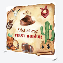 Lofaris Retro Cowboy First Rodeo Square Tension Backdrop