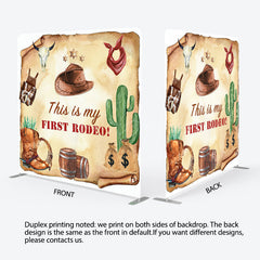 Lofaris Retro Cowboy First Rodeo Square Tension Backdrop