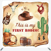 Lofaris Retro Cowboy First Rodeo Square Tension Backdrop
