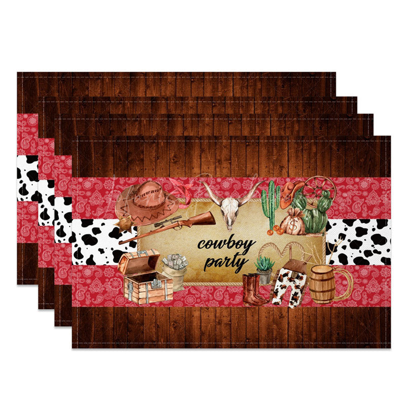 Lofaris Retro Cowboy Party Dance West Set of 4 Placemats
