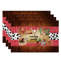 Lofaris Retro Cowboy Party Dance West Set of 4 Placemats