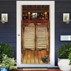 Lofaris Retro Cowboy Wooden Tavern Door Party Cover