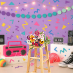 Lofaris Retro Dance Graffiti Wall Photo Cake Smash Backdrop