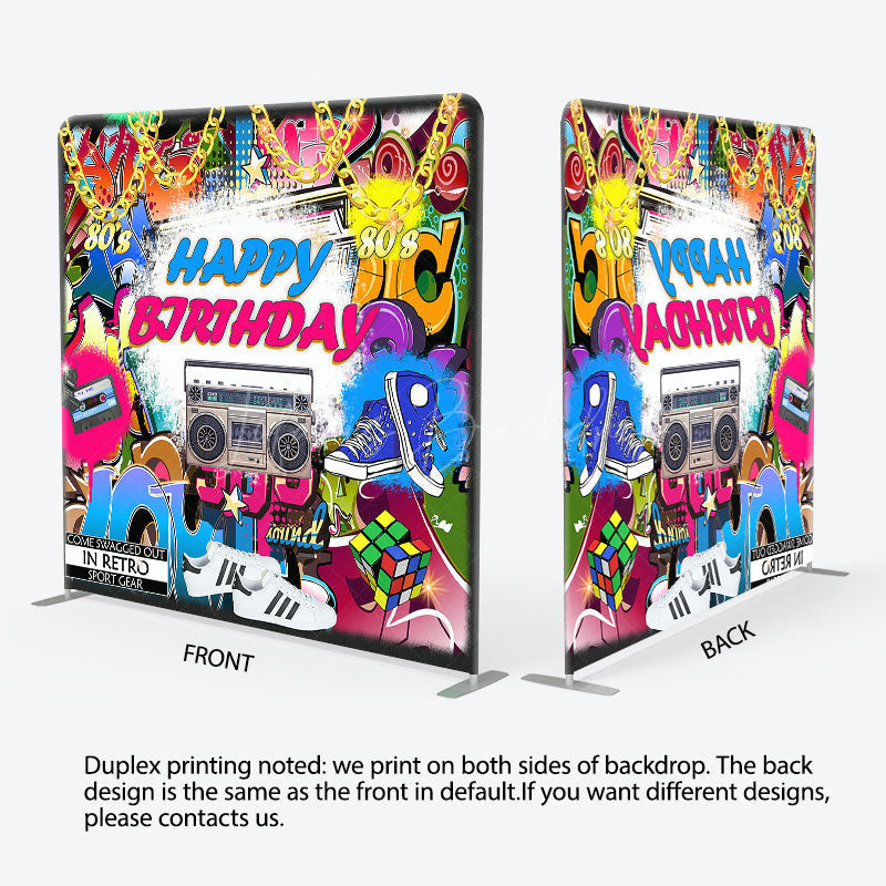 Lofaris Retro Dancing World Birthday Square Tension Backdrop