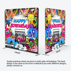 Lofaris Retro Dancing World Birthday Square Tension Backdrop