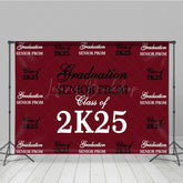 Lofaris Retro Dark Red Step And Repeat Graduation Backdrop