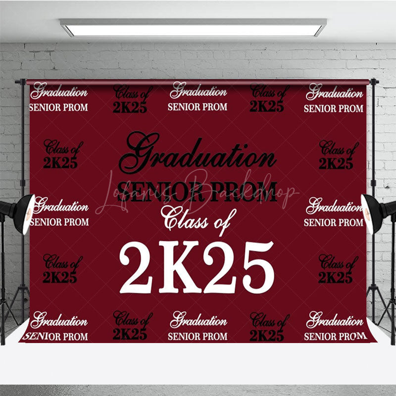 Lofaris Retro Dark Red Step And Repeat Graduation Backdrop