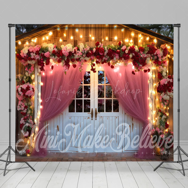 Lofaris Retro Door Curtain Lighted Floral Room Set Backdrop