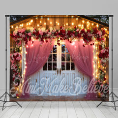 Lofaris Retro Door Curtain Lighted Floral Room Set Backdrop