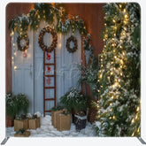 Lofaris Retro Door Xmas Tree Christmas Pillow Case Backdrop