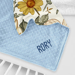 Lofaris Retro Elegant Yellow Pink Floral Minky Baby Blanket