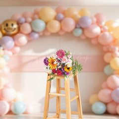 Lofaris Retro Emoji Balloons Garland Birthday Photo Backdrop