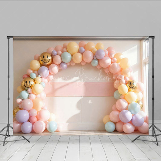 Lofaris Retro Emoji Balloons Garland Birthday Photo Backdrop