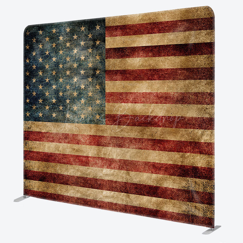 Lofaris Retro Faded Usa Flag Square Double-Sided Backdrop