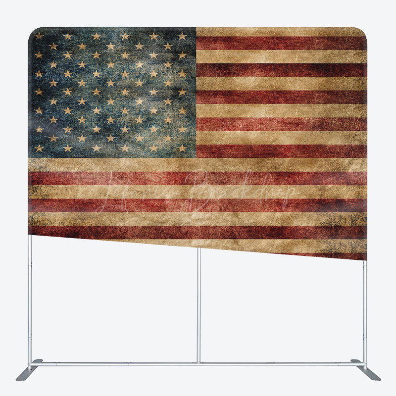 Lofaris Retro Faded Usa Flag Square Double-Sided Backdrop