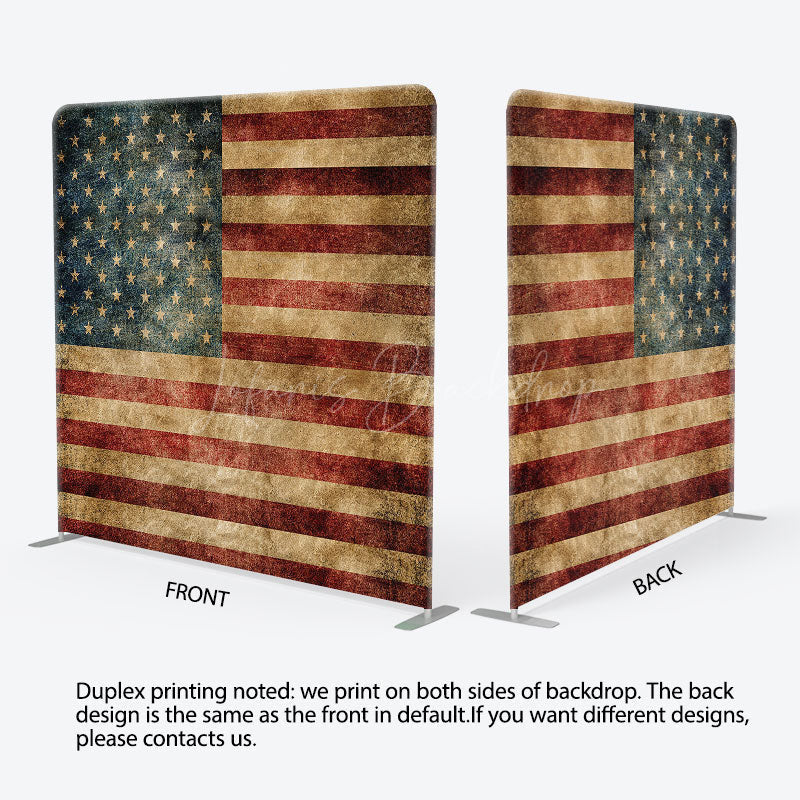 Lofaris Retro Faded Usa Flag Square Double-Sided Backdrop