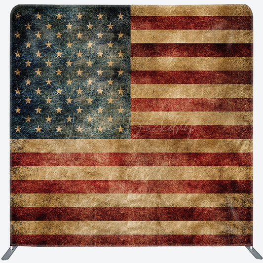 Lofaris Retro Faded Usa Flag Square Double-Sided Backdrop