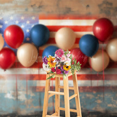 Lofaris Retro Faded Usa Flag Wall Balloons Photo Backdrop