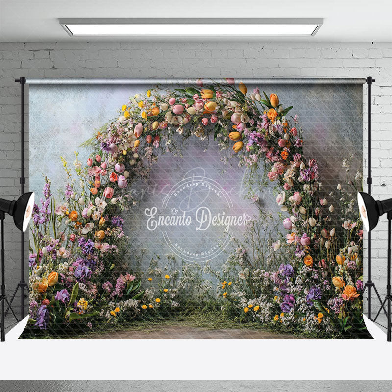 Lofaris Retro Floral Garland Spring Photography Backdrop