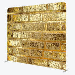 Lofaris Retro Gold Bricks Wall Photo Square Tension Backdrop