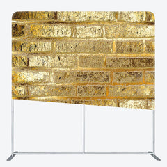 Lofaris Retro Gold Bricks Wall Photo Square Tension Backdrop