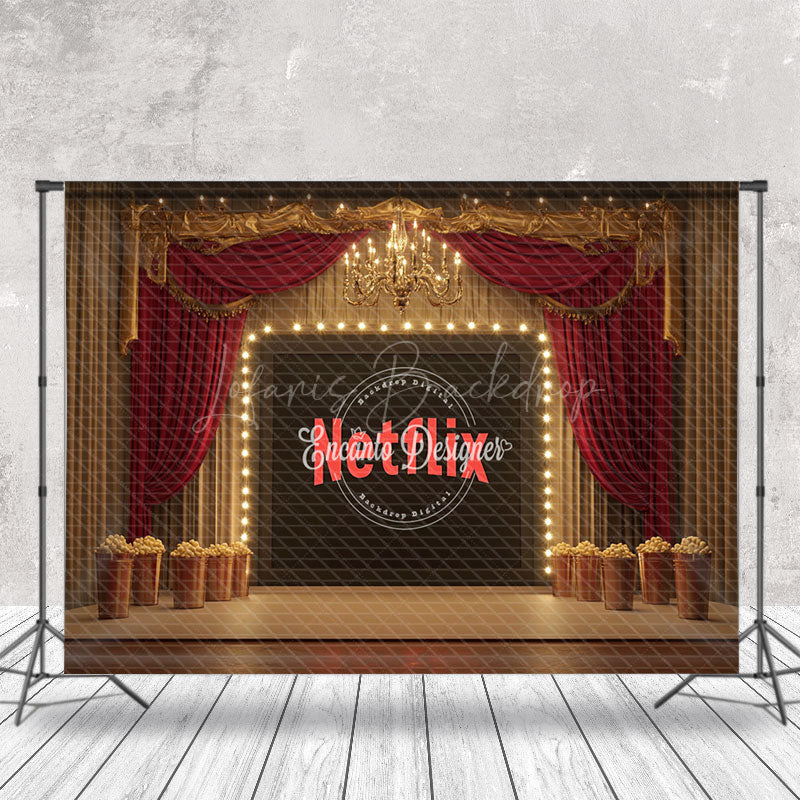 Lofaris Retro Gold Stage Red Curtain stage Photo Backdrop