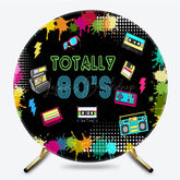 Lofaris Retro Graffiti Wall 80s Circle Birthday Backdrop