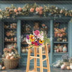 Lofaris Retro Green Floral Decorative Wall Easter Backdrop