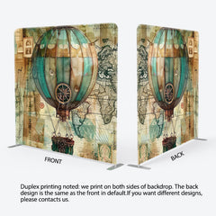 Lofaris Retro Green Hot Air Balloon Square Tension Backdrop
